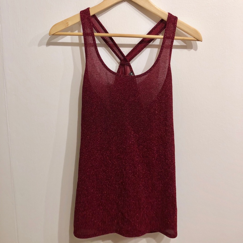 Express Glittery Red Racerback Tank